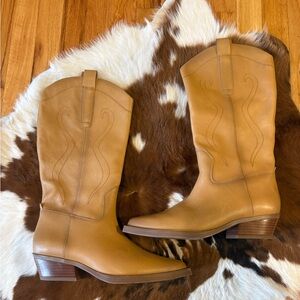 Franco Sarto Women’s Tan Leather Western Boots